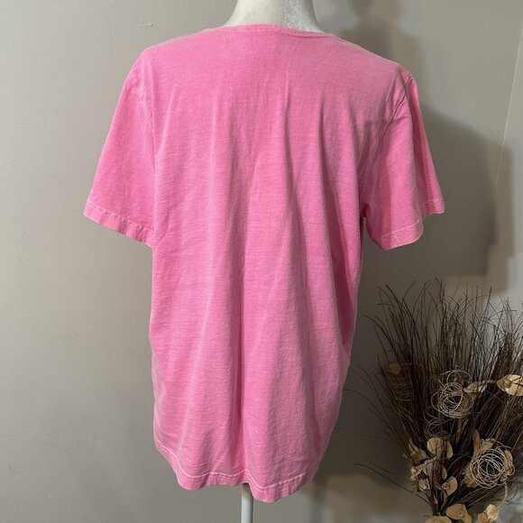 By JJ Women Pink Short Sleeve T-shirt Top Fish Print Scoop Neck Cotton Sz M Flaw - Picture 2 of 9